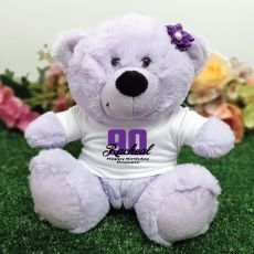 90th Birthday Personalised Teddy Bear Lavender Plush