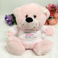 Baptism Personalised Teddy Bear Pink Plush