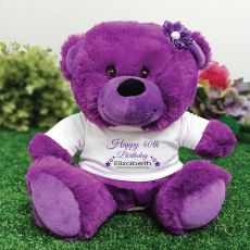 Personalised 40th Birthday Bear Purple Plush