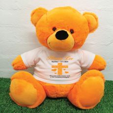 Baptism Personalised T-Shirt Bear 40cm Orange