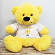 Baptism Personalised T-Shirt Bear 40cm Yellow