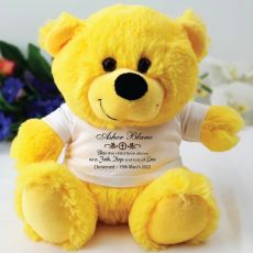Personalised Christening Teddy Bear - Yellow