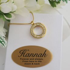 Gold Circle Pendant Memorial Cremation Urn Necklace In Personalised Box