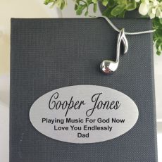 Music Note Memorial Urn Cremation Ash Necklace in Personalised Box