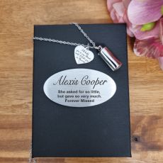 Cylinder with Inscribed Heart Urn Necklace in Personalised Box