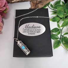 Blue Gemstone Urn Pendant Necklace in Personalised Box