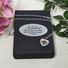 Family Tree Heart Cremation Urn Necklace in Personalised Box