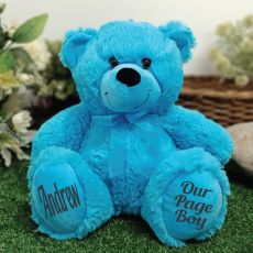 Page Boy Teddy Bear 30cm Bright Blue