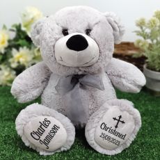 Christening Personalised Teddy Bear 30cm Grey