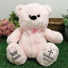 Christening Personalised Teddy Bear 30cm Light Pink