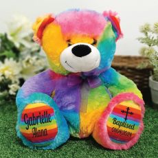 Baptism Personalised Teddy Bear 30cm Rainbow