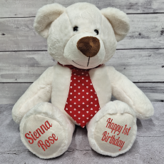 1st Birthday Bear Gordy Red Tie 40cm