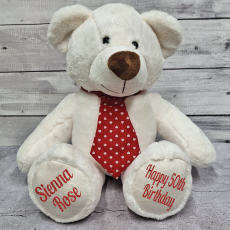 50th Birthday Bear Gordy Red Tie 40cm