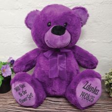 Flower Girl Teddy Bear 40cm Purple Plush
