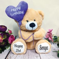 Personalised 21st Birthday Bear with Balloon