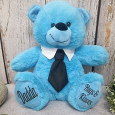 Blue Dad Bear with Black Tie 30cm