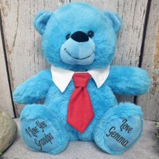 Blue Grandpa Bear with Red Tie 30cm