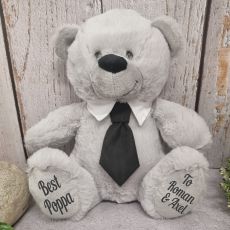 Grey Pop Bear with Black Tie 30cm