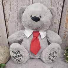 Grey Dad Bear with Red Tie 30cm