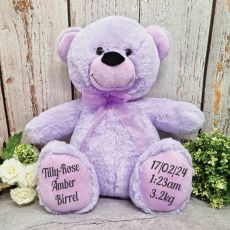 Baby Birth Details Teddy Bear 40cm Plush Lavendar
