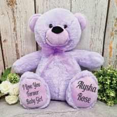 Personalised Teddy Message Bear 40cm Plush Lavender