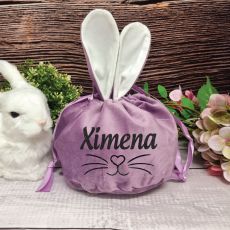 Personalised Easter Bunny Velvet Gift Bag - Iris