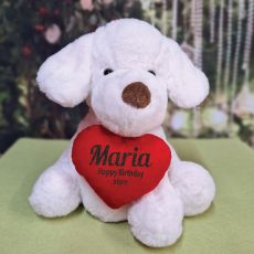 Birthday Plush Dog With Red Heart
