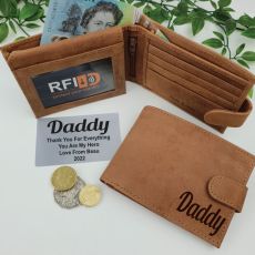 Dad Personalised Cow Hide Leather Wallet RFID