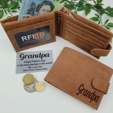 Grandpa Personalised Cow Hide Leather Wallet RFID