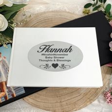 Personalised White Baby Shower Guest Book