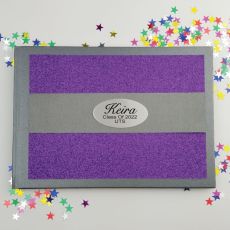 Graduation Personalised  Glitter Guest Book- Purple