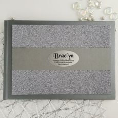 50th Birthday Personalised  Glitter Guest Book- Pewter
