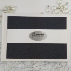 Personalised 16th Birthday Guest Book- Black  Glitter