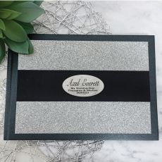 Naming Day Guest Book Album Silver Glitter Band