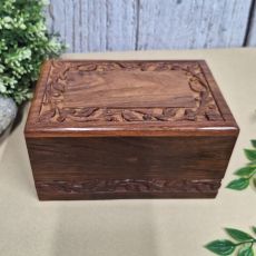 Carved Wooden Urn Cremation Ashes Box