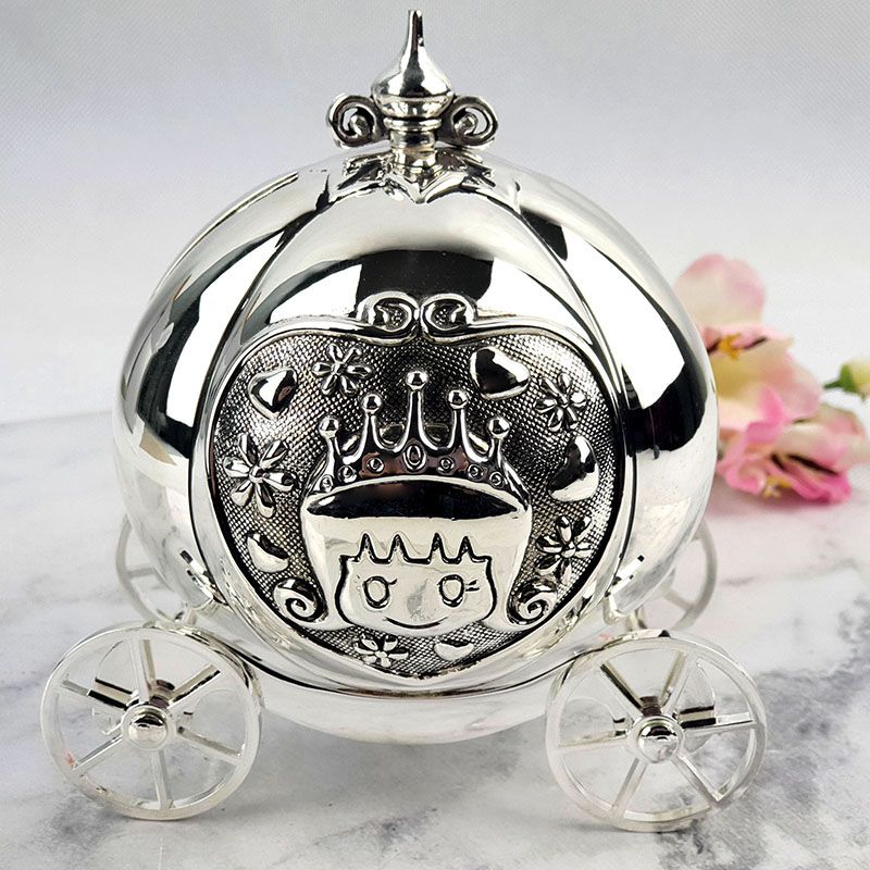 Silver Plated Baby's Cube Money Bank Box Baby Christening New Baby Gift 